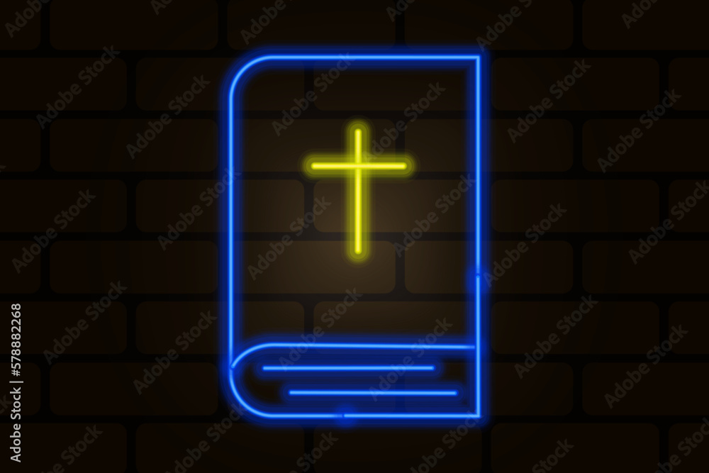 neon bible for celebration design. Cross neon sign. Vector illustration. neon bible for celebration design. Cross neon sign. Vector illustration.