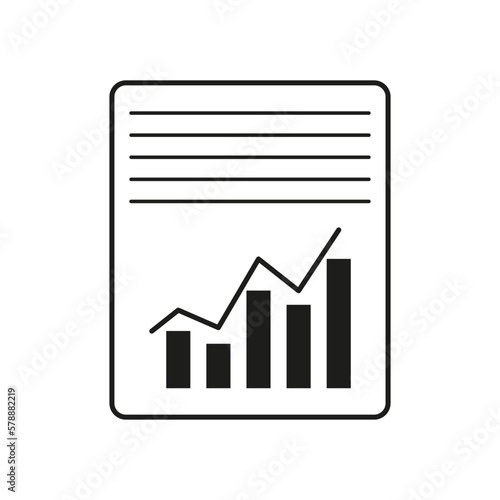 Sheet graph icon in flat style. Vector illustration.