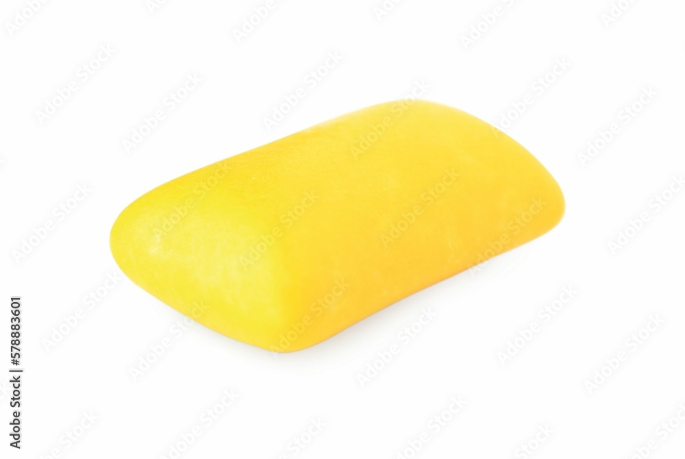 One tasty yellow chewing gum isolated on white One tasty yellow chewing gum isolated on white