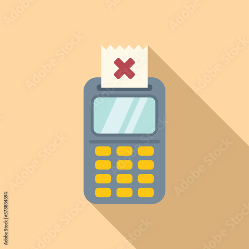 Pos cancel pay icon flat vector. Card error. Credit bank