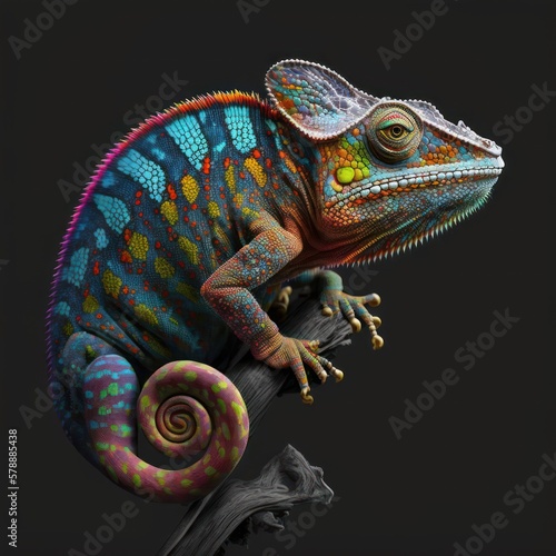 Color-changing lizard  exotic tropical pet  endangered chameleon  amouflage master  zoological marvel  adaptive lizard  GENERATIVE AI