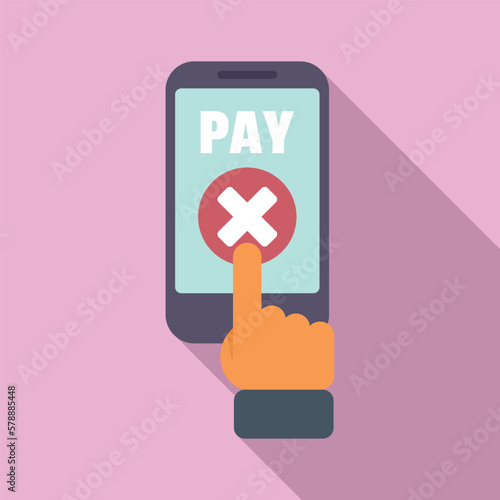 Phone cancel pay icon flat vector. Card error. Service terminal