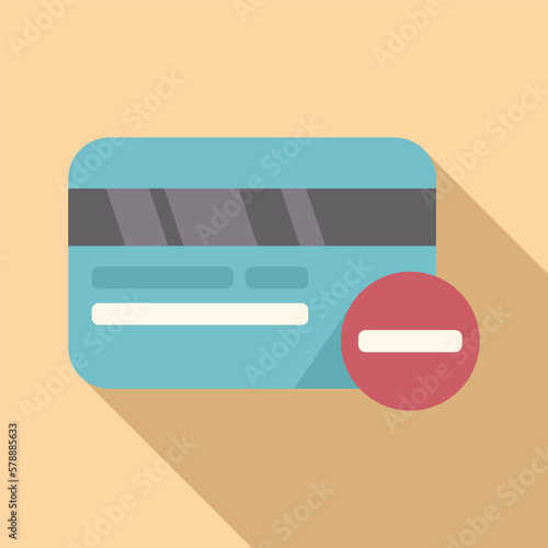 Cancel credit card icon flat vector. Money debit. Phone service