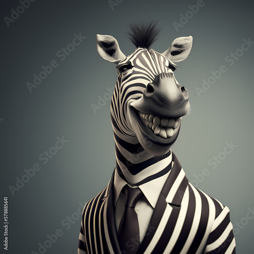 Zebra dressed an Business suit at Office. Generative AI 