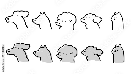 ゆるい線イラストの犬と猫