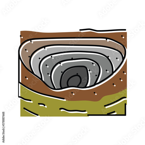 open pit mining copper production color icon vector illustration