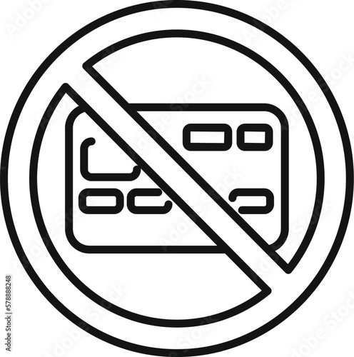 Restricted credit card icon outline vector. Payment error. Debit money