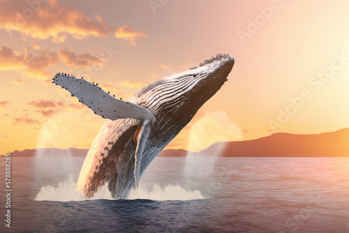 beautiful image of a humpback whale in the ocean, beautiful background. © Giovanna