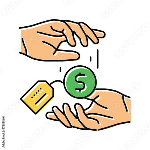 paying borrowed funds creditor color icon vector illustration