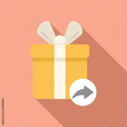 Return gift box icon flat vector. Product delivery. Store retail