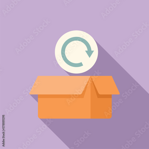 Return empty box icon flat vector. Parcel product. Secure store