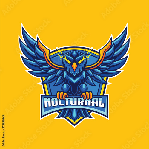 Vector owl mascot logo for sport and esport isolated