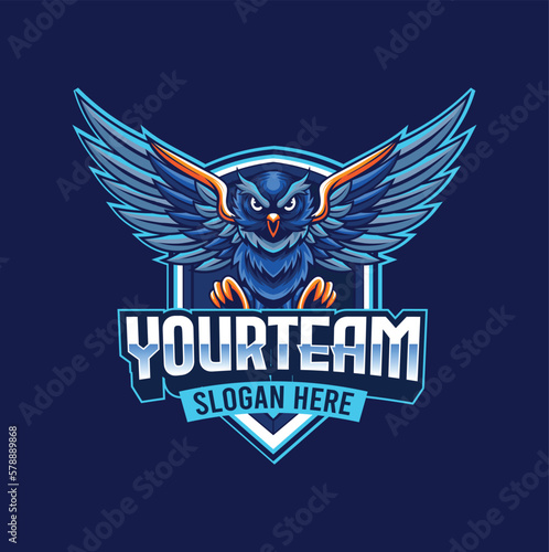 Vector owl mascot logo for sport and esport isolated