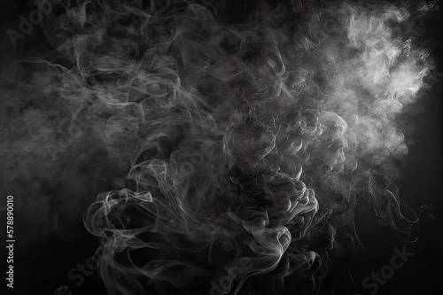 Smoke on Black Background Texture. Photo generative AI