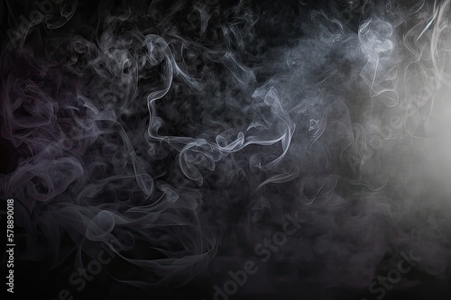 Smoke on Black Background Texture. Photo generative AI