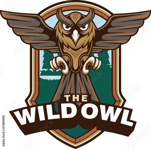 Vector owl mascot logo for sport and esport isolated