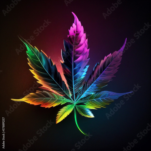 colorful marijuana leaf for cbd hemp oil advertising, generative AI