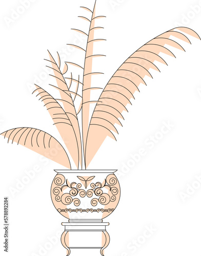 sketch vector illustration of ornamental plants in the house