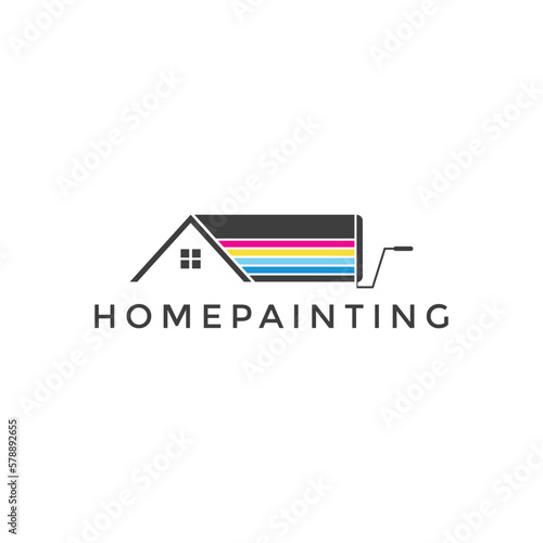 House painting service, decor and repair multicolor icon. Vector logo, label, emblem design