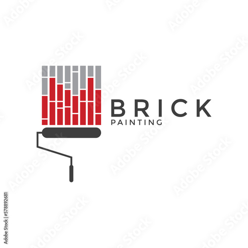 brick walls with a brush logo vector icon ilustration