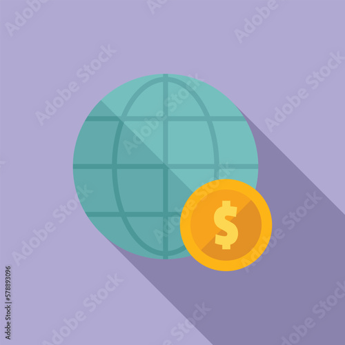 Global invest icon flat vector. Financial money. Result plan