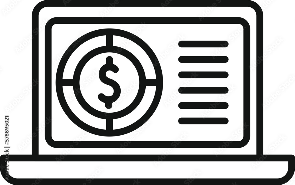 Laptop result money icon outline vector. Financial growth. Success invest Laptop result money icon outline vector. Financial growth. Success invest
