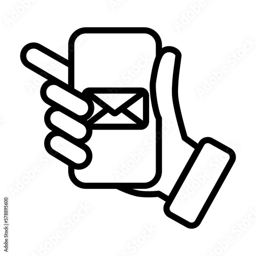 Icono de correo electrónico en dispositivo móvil. Ilustración vectorial