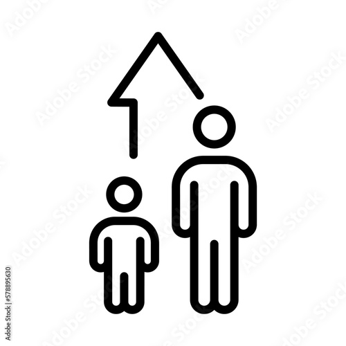 Icono de crecimiento. Crecimiento físico de una persona. Ilustración vectorial