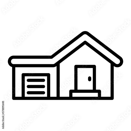 Icono de casa con garaje. Concepto de bienes raíces. Ilustración vectorial