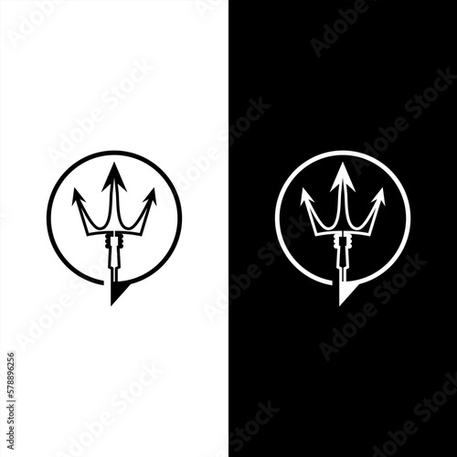 Simple trident vector, god poseidon spear logo