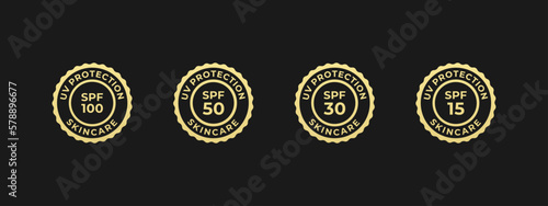 Elegant SPF Icon Vector or SPF 15 30 50 icon vector isolated in flat style. SPF icon vector. SPF 15 30 50 icon vector for skincare product design element. UV Protection Icon Vector Isolated.