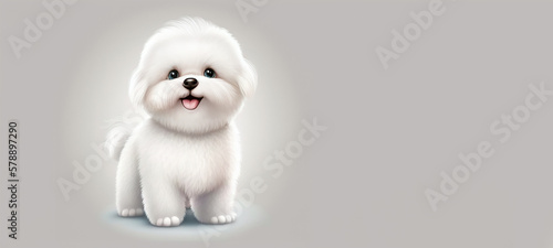 maltese dog cute illustration on white background. Generative Ai