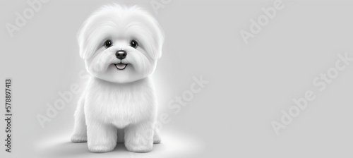 maltese dog cute illustration on white background. Generative Ai