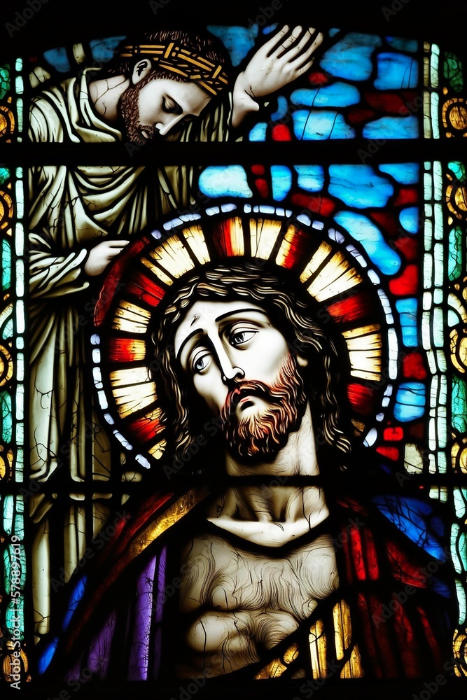 Fototapeta premium Jesus Stained glass church window