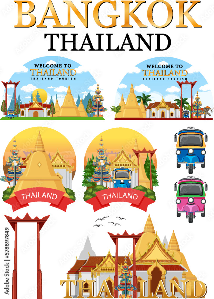 Φωτογραφία Bangkok Thailand Landmark Logo Banner