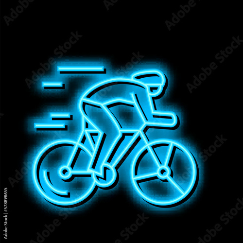 cycling sport neon glow icon illustration