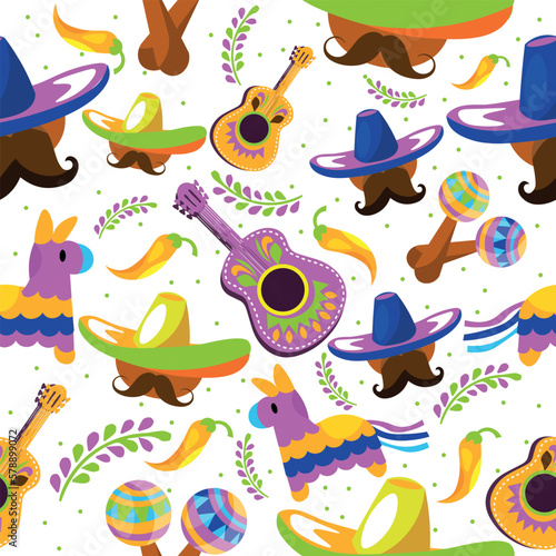 Festive pattern for Cinco De Mayo (Fifth of May) on white background