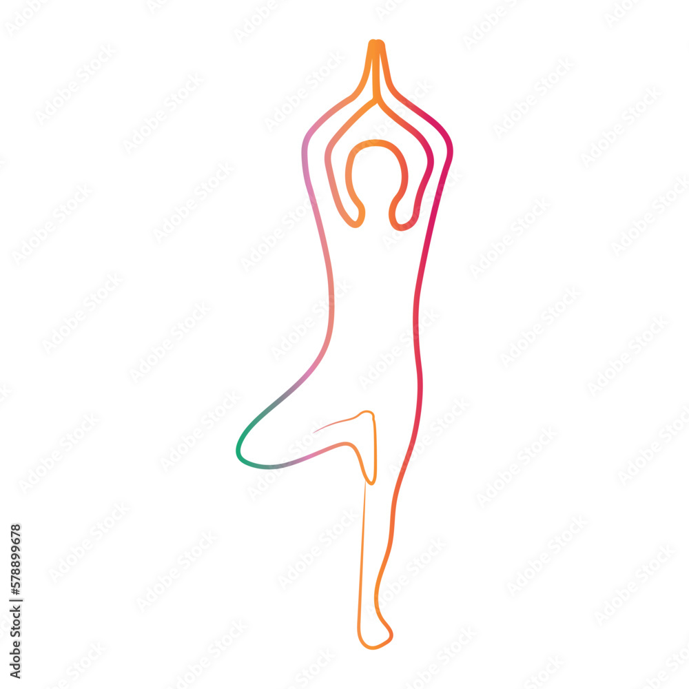 Silhouette of human doing yoga on white background Silhouette of human doing yoga on white background