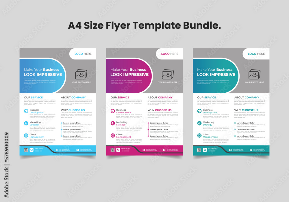 simple clean creative business flyer template bundle.