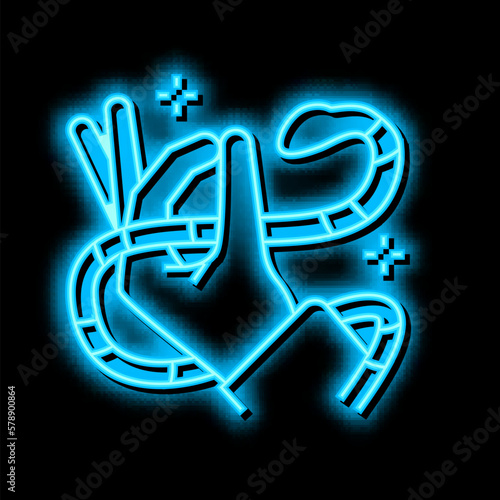 snake meditation boho neon glow icon illustration