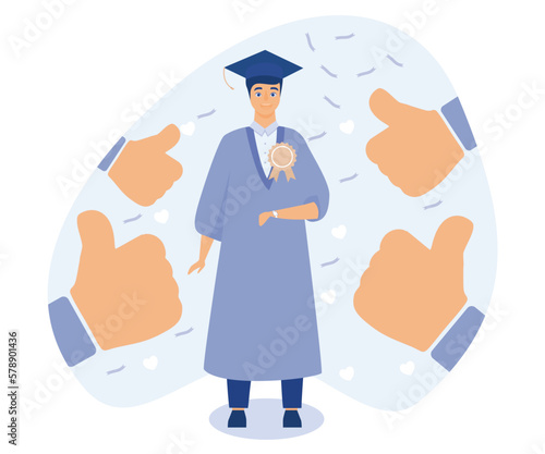 Social abilities concept, Honour and high moral principles,  self improvement, flat vector modern illustration