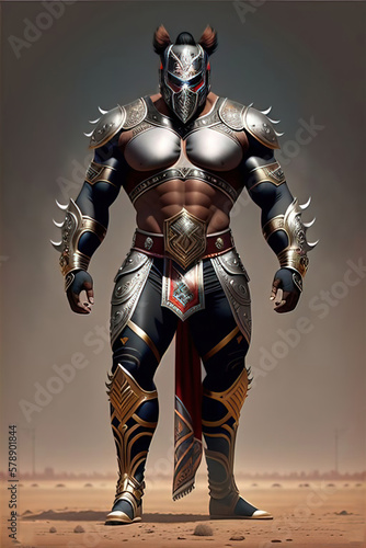 Warrior robot cyborg  Robot cyborg soldier  Knight in armour  Silver Warrior  Modern Knigth  Warrior with helmet  Generative AI