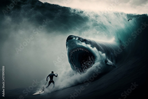 Jaws Unleashed: Analyzing the Threat of White Shark Attacks on Surfer, generative ai