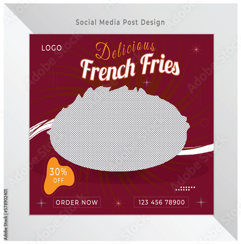 Delicious French Fries Social Media Post Design Template