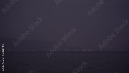 nighttime sea of galilee israel photo