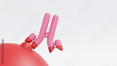 3D illustration. Close up binding between antibody and antigen isolated on white background. Variable region of antibody captures epitope of antigen. photo