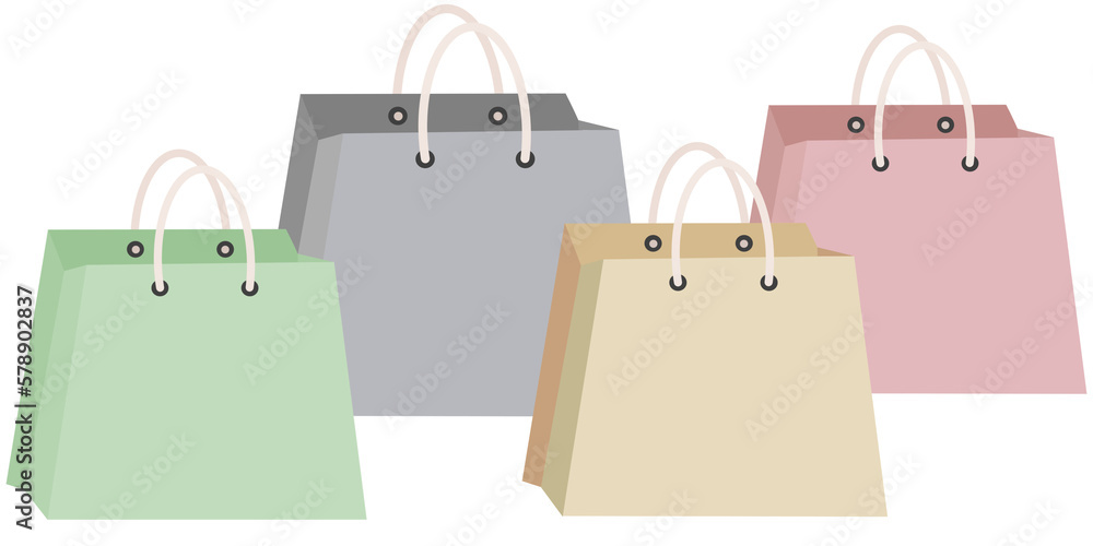 Shopping Bags with Beige Handles 2 Shopping Bags with Beige Handles 2