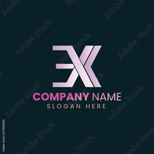 Creative and Minimalist Letter EX XE Logo Design Icon, Editable in Vector Format in Black and White Color
