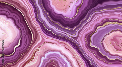 Agate stone background print design with natural mineral texture and gold veins.