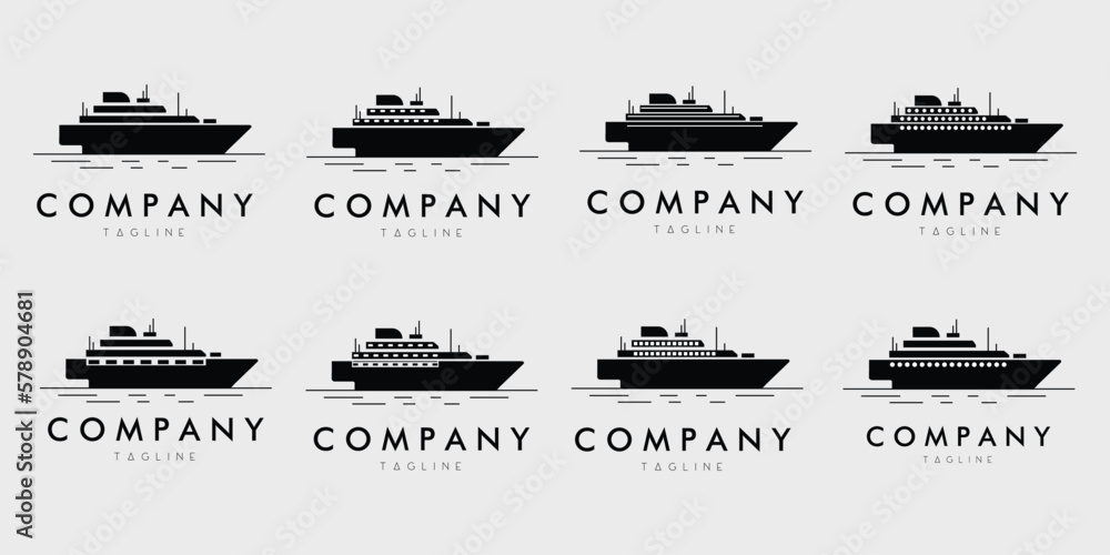 cruise ship logo vector illustration design silhouette collection